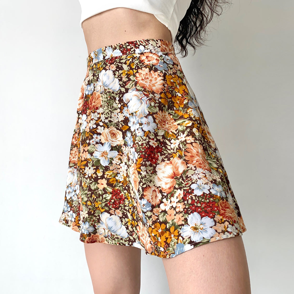 Floral High Waist Mini Skirt