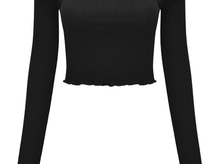 Off Shoulder Long Sleeve Crop Top
