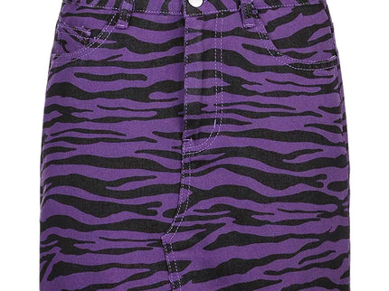 Zebra pattern denim skirt