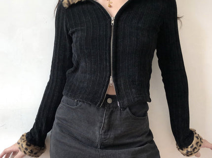 Leopard Print Faux Fur Cardigan