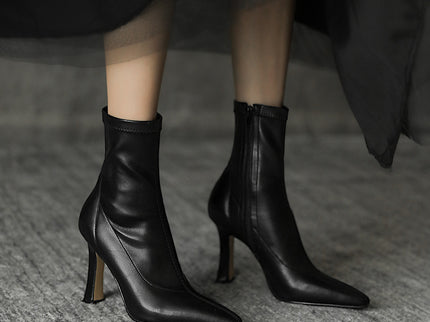 Side Zipper Pointes Toe High Heels Stiletto Boots