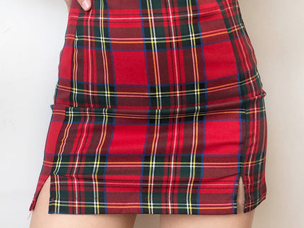 High Waist Plaid Mini Skirt