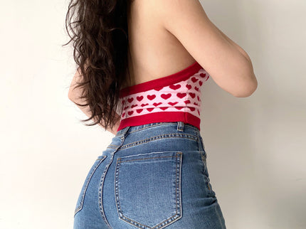 V-Neck Halter Crop Top