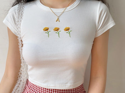 Sunflower White Crop Top