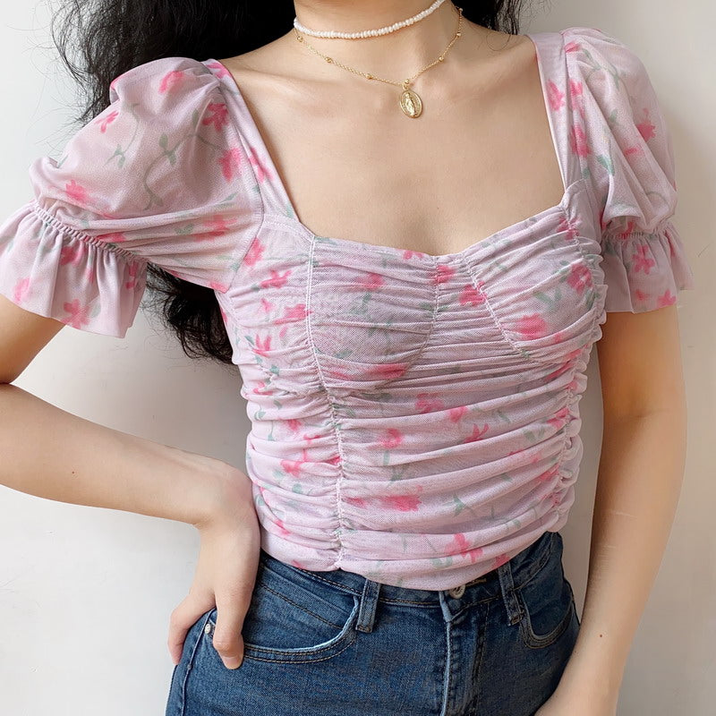 Pink Ruffle Crop Top