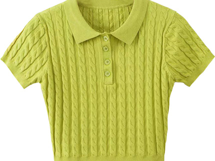 Pistachio Knitted Crop Top Polo