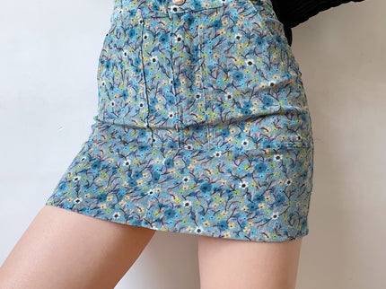 High Waist Corduroy Mini Skirt