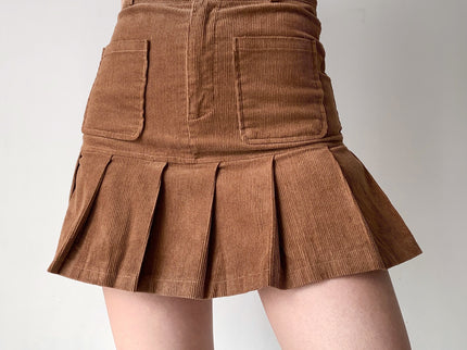 Retro Corduroy Pleated Skirt