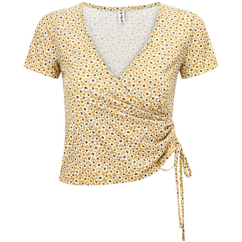 V Neck Daisy Crop Top