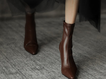 Side Zipper Pointes Toe High Heels Stiletto Boots