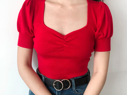Puff Short Sleeve Crop Top