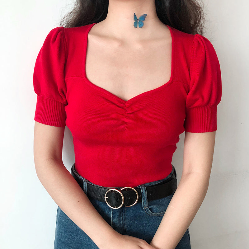 Puff Short Sleeve Crop Top