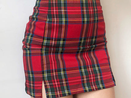 High Waist Plaid Mini Skirt