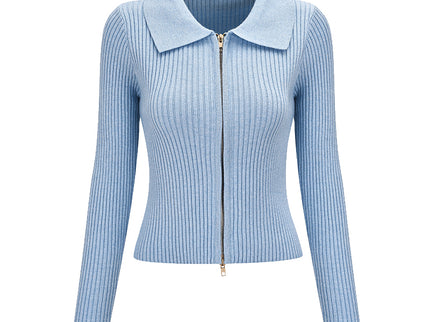 Double Zipper Lapel Cardigan
