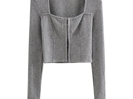 Grey Buckle Knitted Cardigan