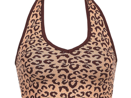 Leopard Knitted Crop Tee