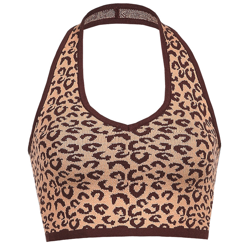 Leopard Knitted Crop Tee