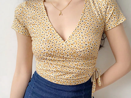 V Neck Daisy Crop Top
