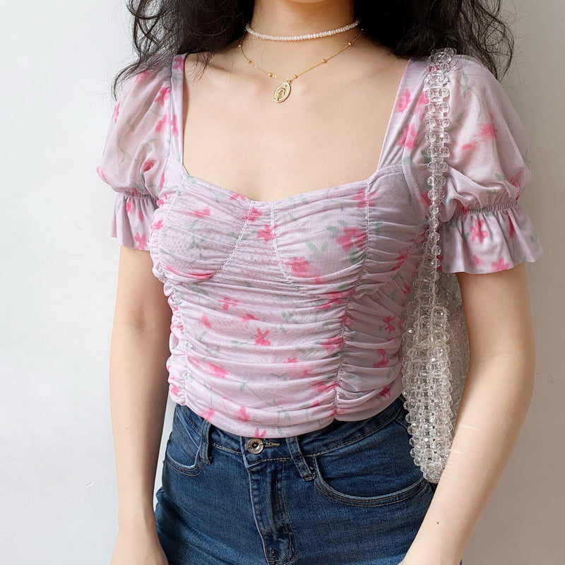 Pink Ruffle Crop Top