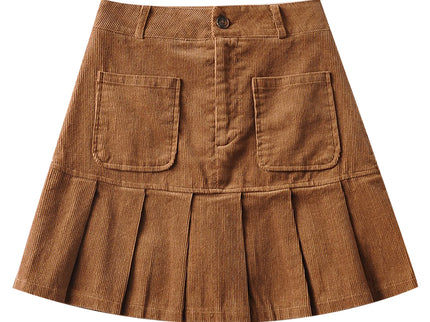 Retro Corduroy Pleated Skirt