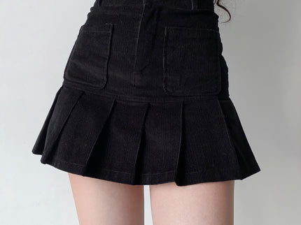 Retro Corduroy Pleated Skirt