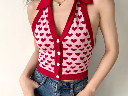 V-Neck Halter Crop Top