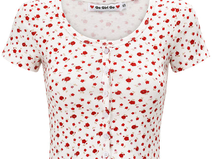 Floral Button-Up Crop Top