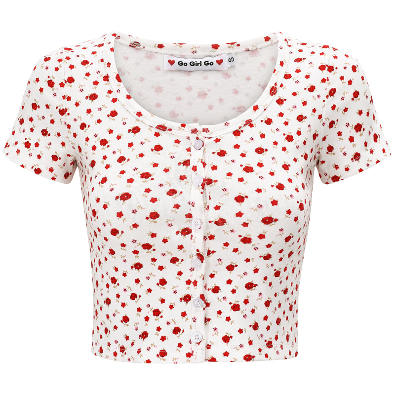 Floral Button-Up Crop Top