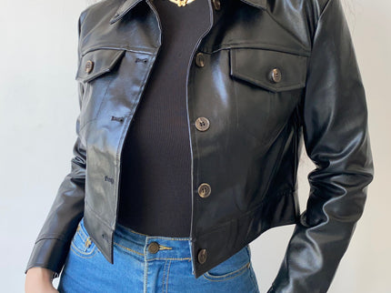 Lapel Short PU Leather Jacket