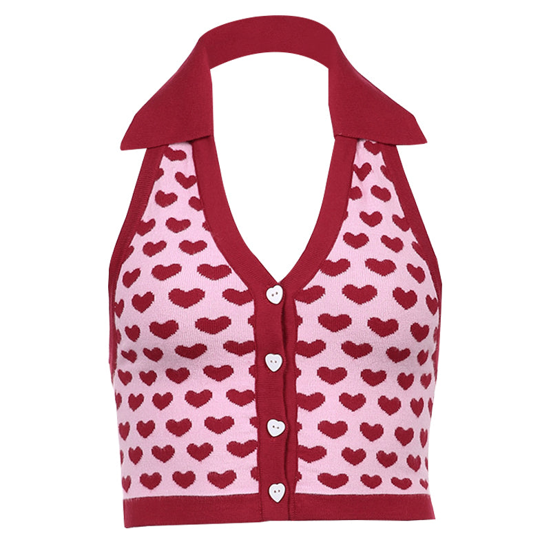 V-Neck Halter Crop Top