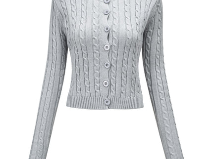 Long Sleeve Knitted Gray Gardigan