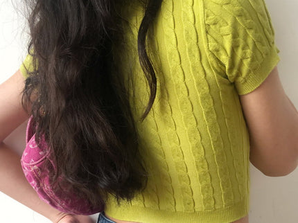 Pistachio Knitted Crop Top Polo