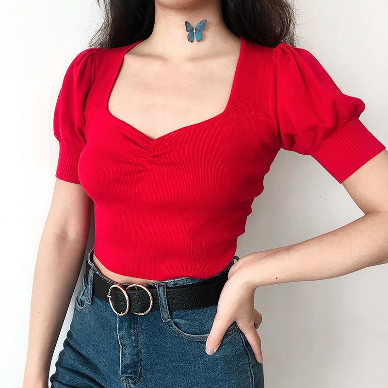 Puff Short Sleeve Crop Top