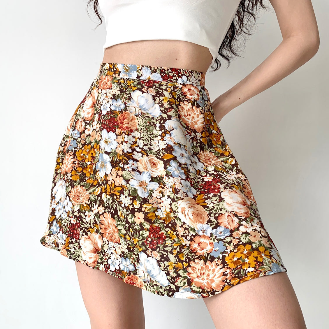 Floral High Waist Mini Skirt