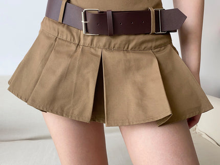 High Waisted Pleated Mini Skirt
