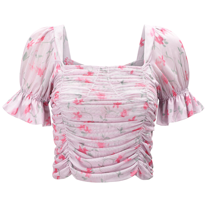 Pink Ruffle Crop Top