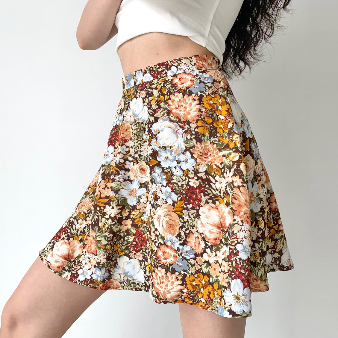 Floral High Waist Mini Skirt