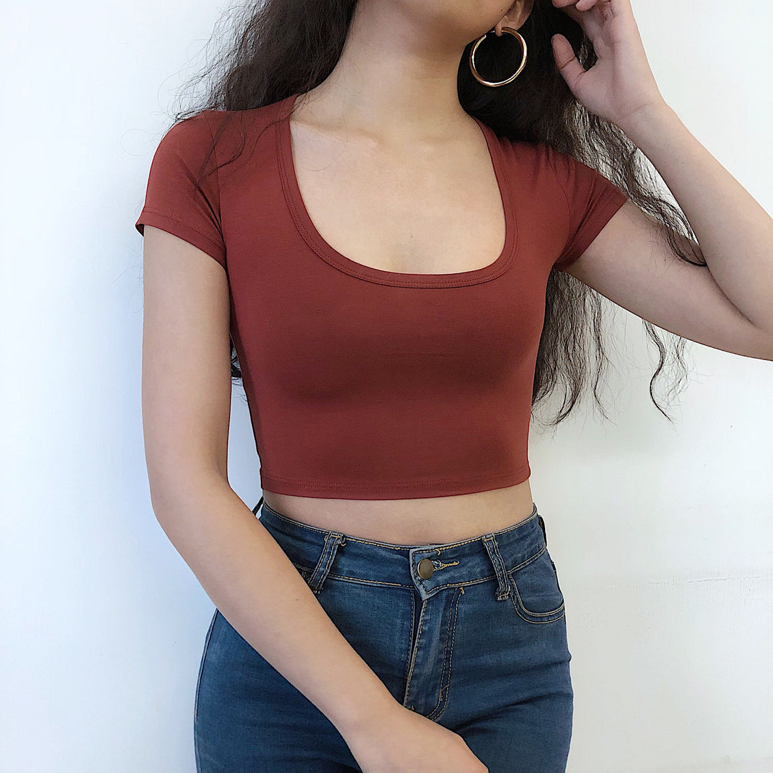 U Neck Crop Top