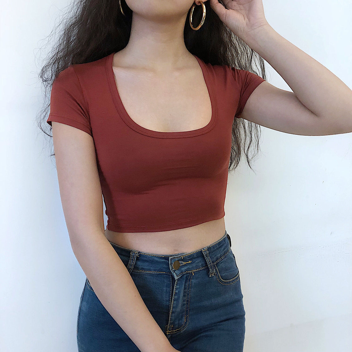 U Neck Crop Top