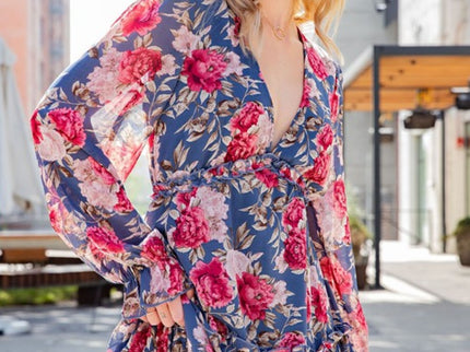 ee:some Floral Frill Trill Deep V Maxi Dress