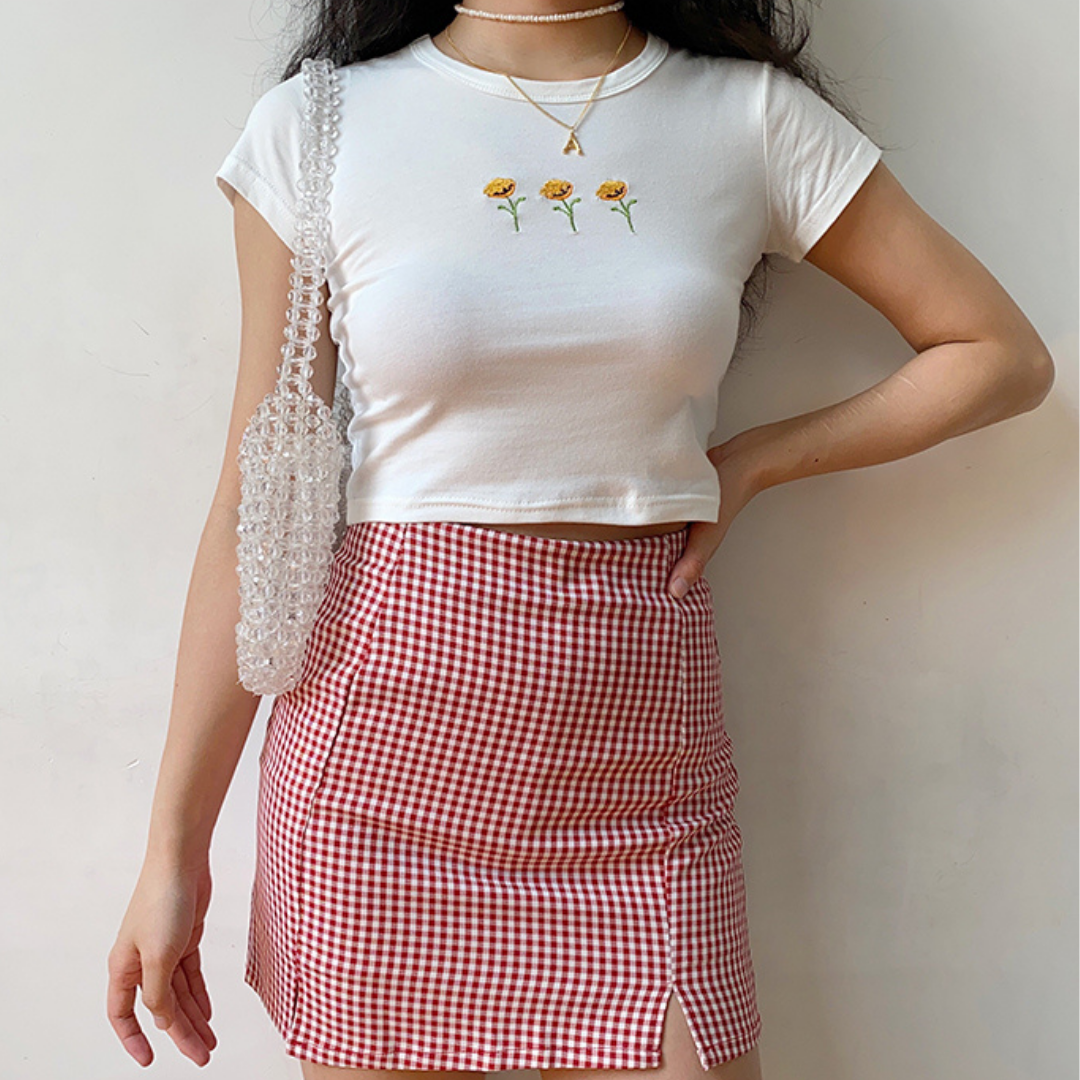 Sunflower White Crop Top