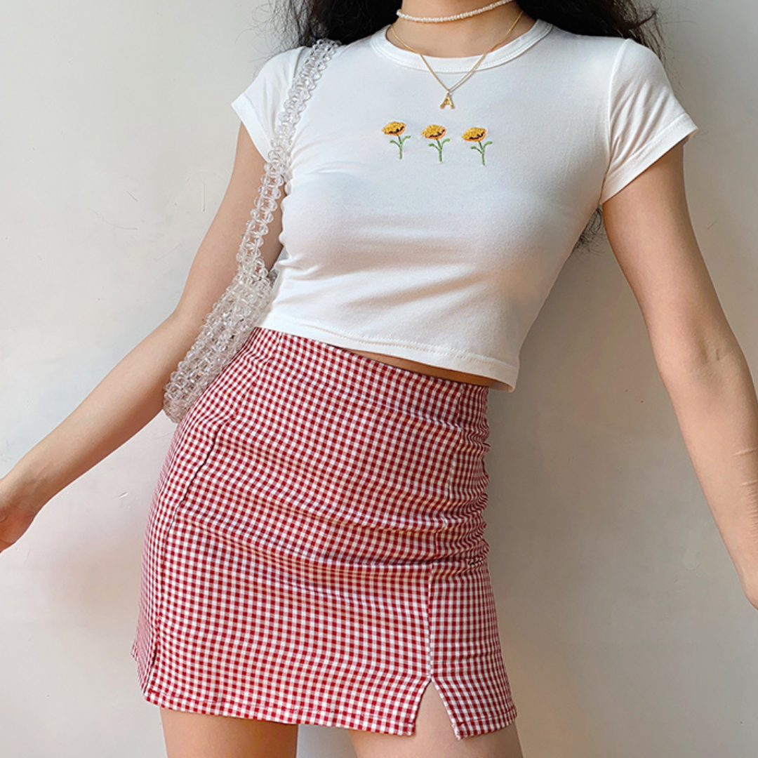 Sunflower White Crop Top