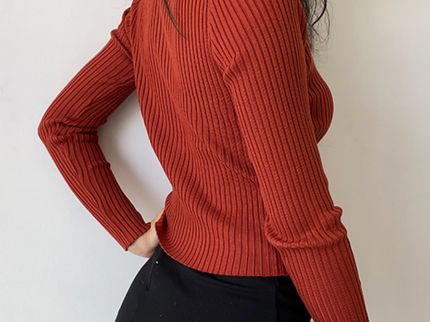 Brick Red V-Neck Cardigan