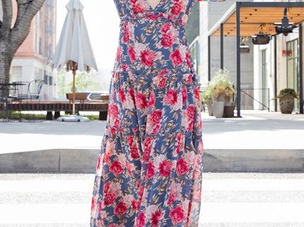 ee:some Floral Frill Trill Deep V Maxi Dress