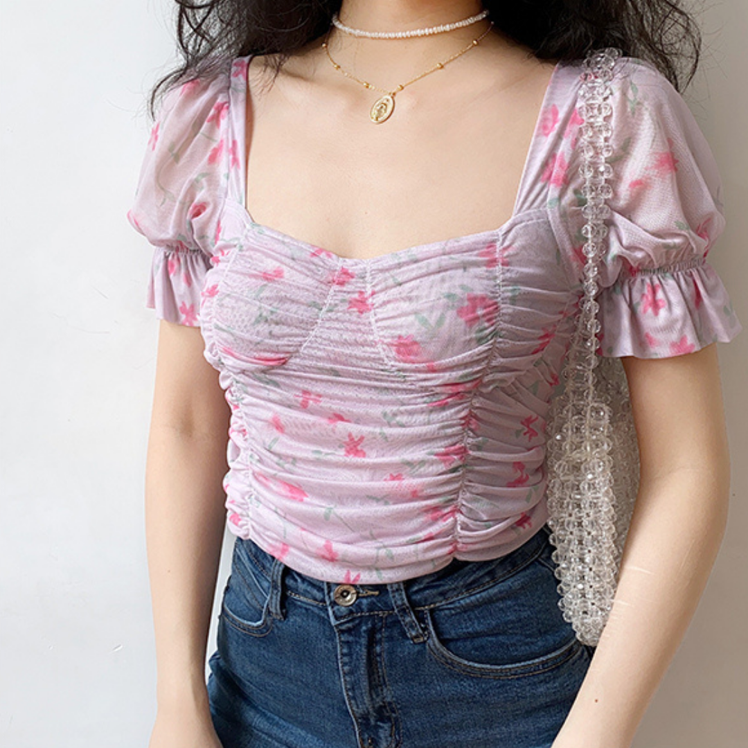 Pink Ruffle Crop Top