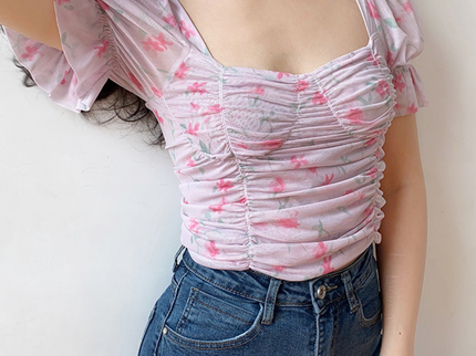 Pink Ruffle Crop Top