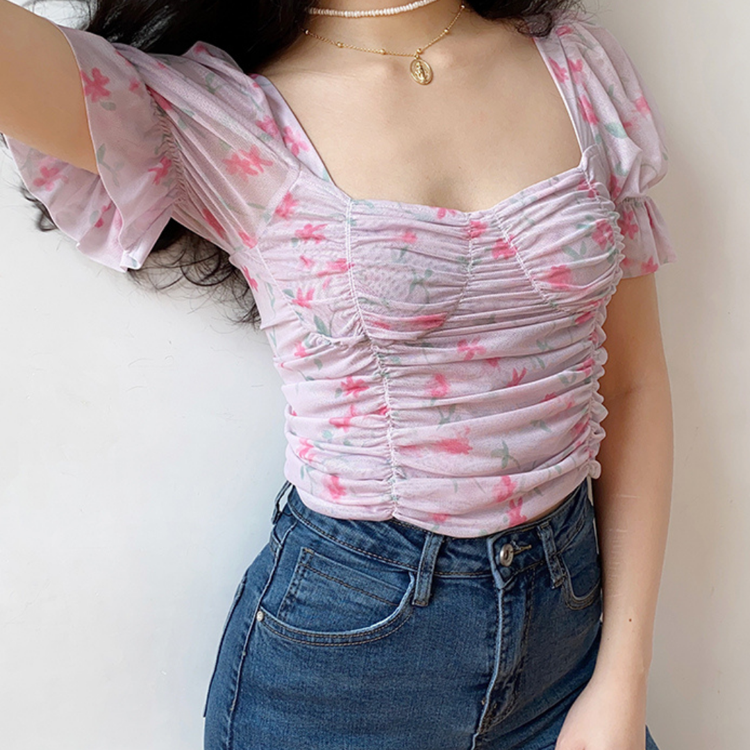 Pink Ruffle Crop Top