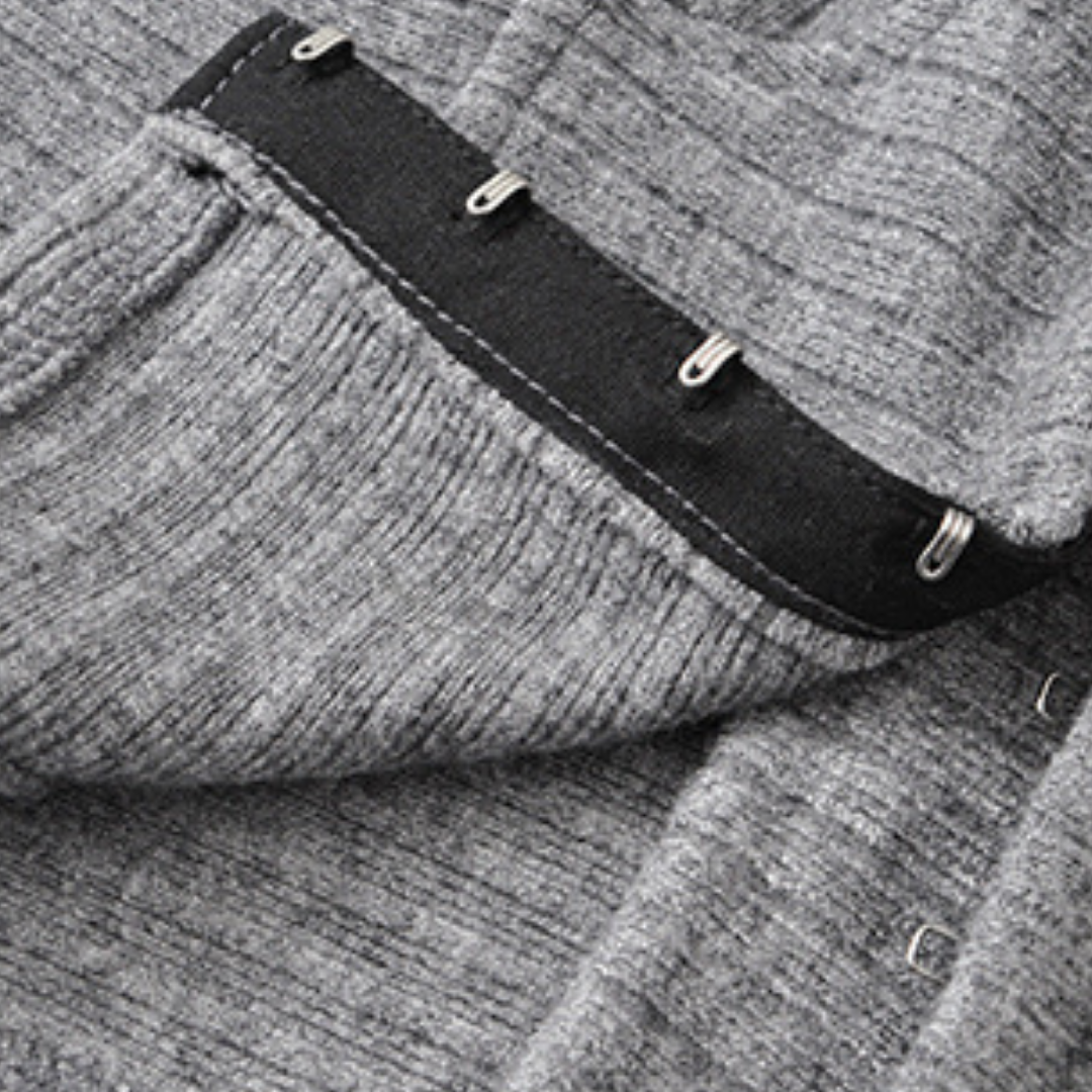 Grey Buckle Knitted Cardigan
