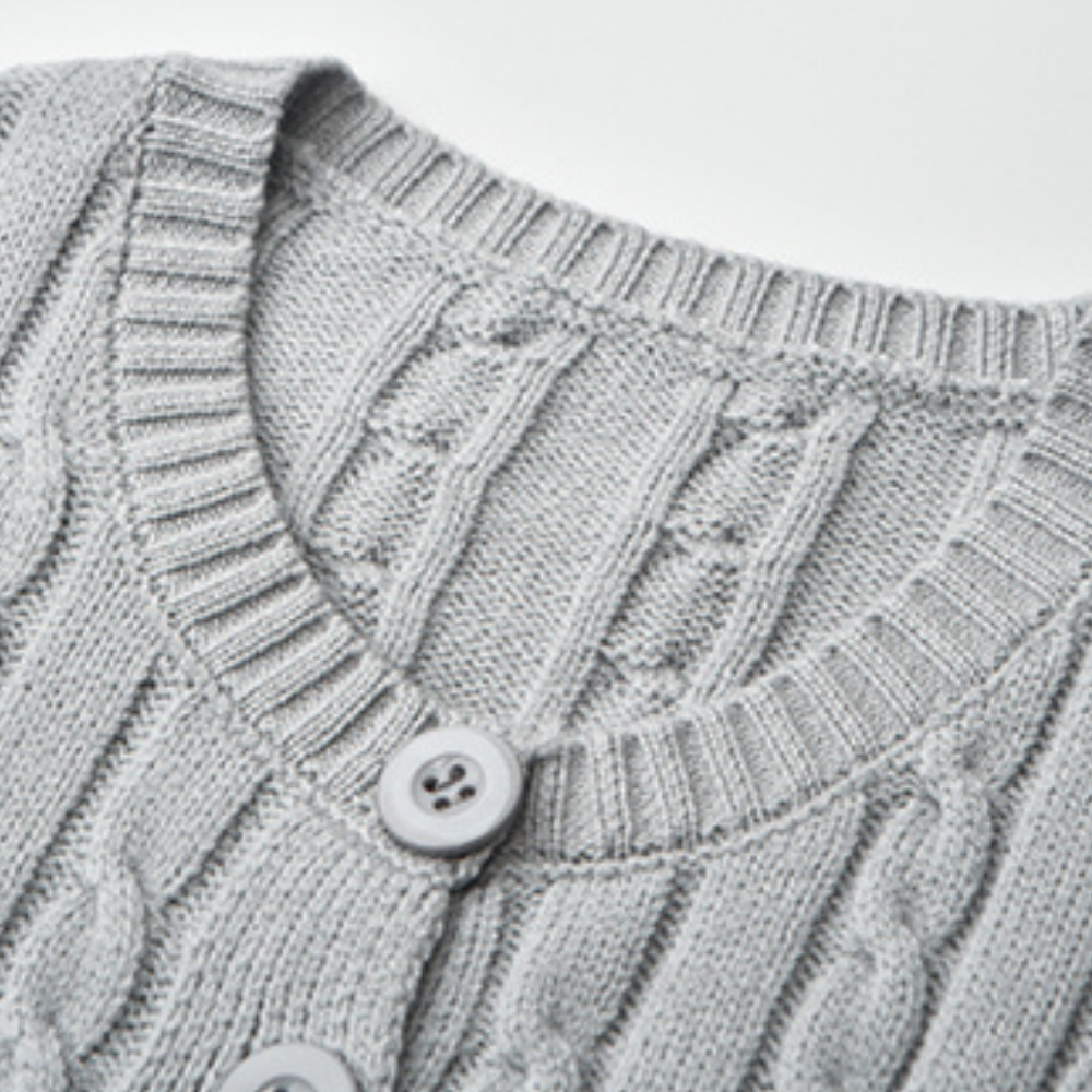 Long Sleeve Knitted Gray Gardigan