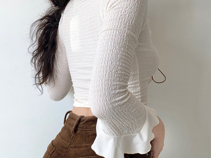 Ruffled Lace-up Crop Top